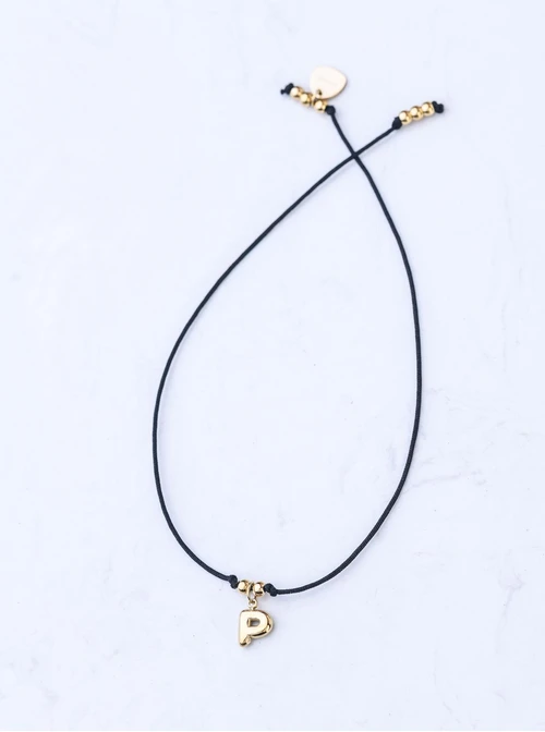 Bransoletka szczęścia, literka P, stal pozłacana S109075Z01