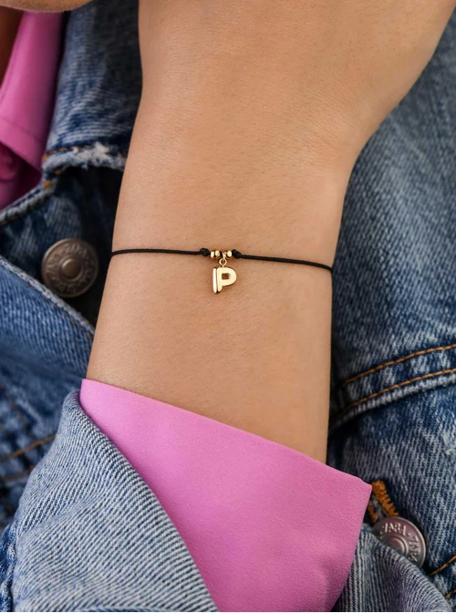 Bransoletka szczęścia, literka P, stal pozłacana S109075Z01