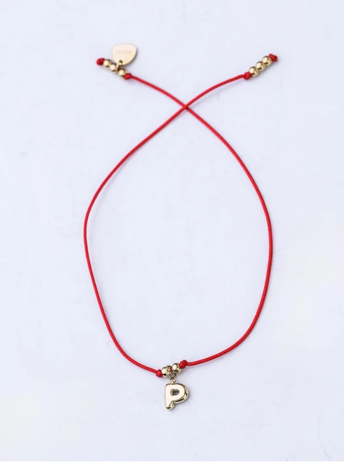 Bransoletka szczęścia, literka P, stal pozłacana S109075Z03