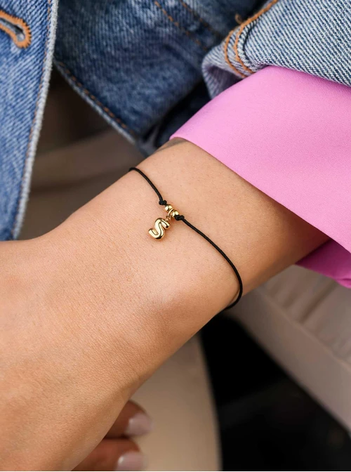 Bransoletka szczęścia, literka S, stal pozłacana S109081Z01