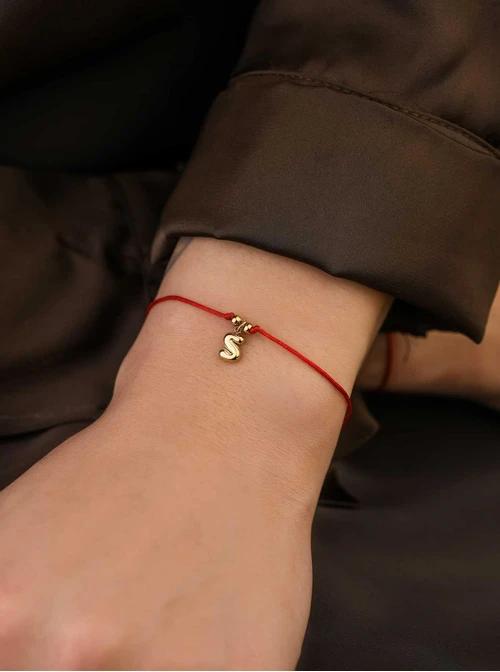 Bransoletka szczęścia, literka S, stal pozłacana S109081Z03