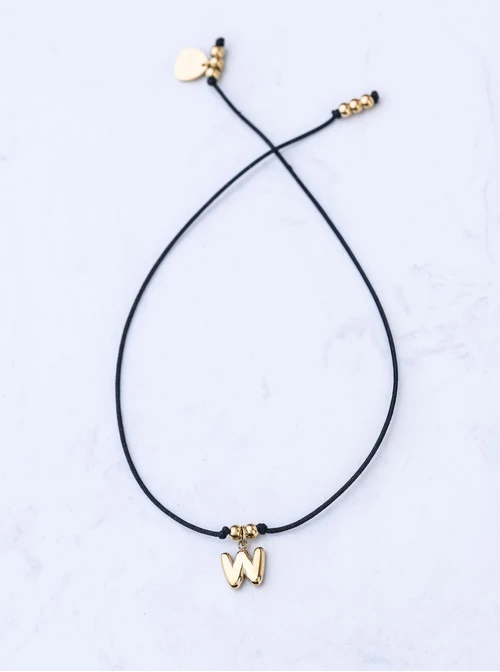 Bransoletka szczęścia, literka W, stal pozłacana S109068Z01