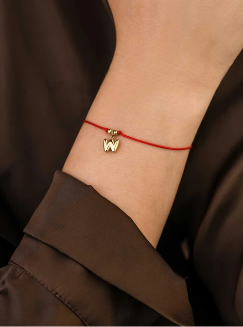 Bransoletka szczęścia, literka W, stal pozłacana S109068Z03