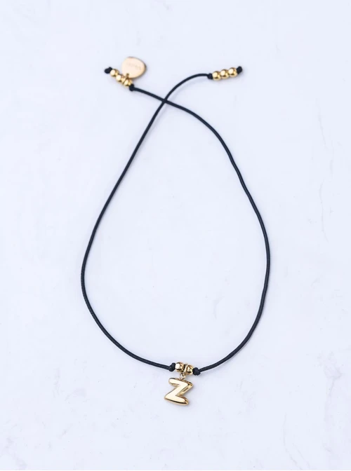 Bransoletka szczęścia, literka Z, stal pozłacana S109070Z01