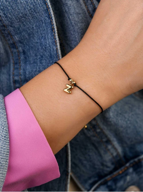 Bransoletka szczęścia, literka Z, stal pozłacana S109070Z01