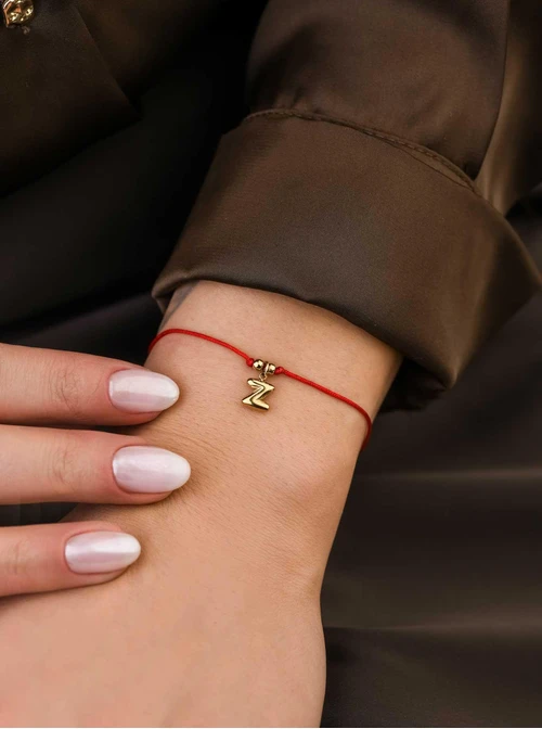 Bransoletka szczęścia, literka Z, stal pozłacana S109070Z03