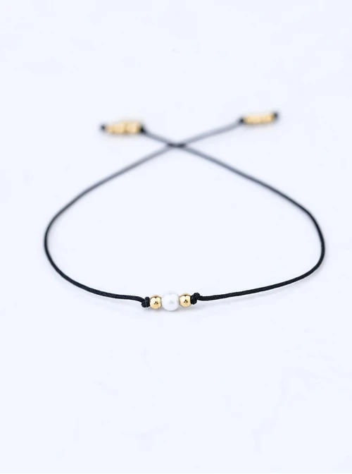 Bransoletka szczęścia, perełka, stal pozłacana S109062Z01