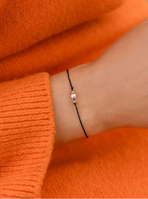 Bransoletka szczęścia, perełka, stal pozłacana S109062Z01