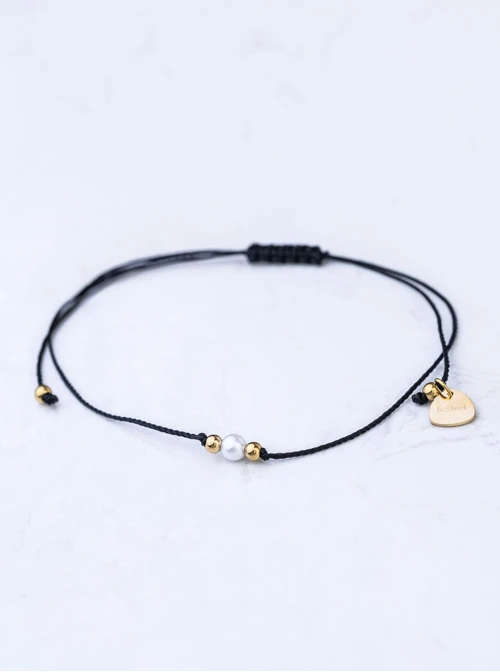 Bransoletka szczęścia, perełka, stal pozłacana S109083Z01