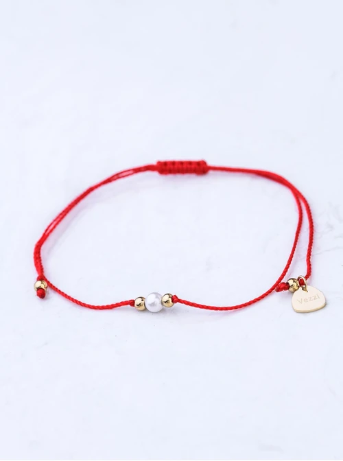 Bransoletka szczęścia, perełka, stal pozłacana S109083Z03