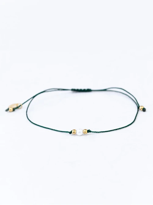 Bransoletka szczęścia, perełka, stal pozłacana S109083Z05