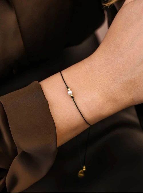 Bransoletka szczęścia, perełka, stal pozłacana S109083Z05