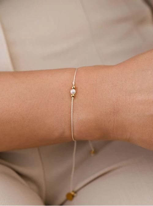 Bransoletka szczęścia, perełka, stal pozłacana S109083Z12