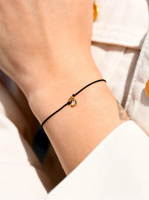 Bransoletka szczęścia, serduszko, stal pozłacana S109066Z01