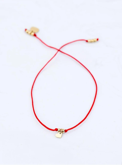 Bransoletka szczęścia, serduszko, stal pozłacana S109066Z03