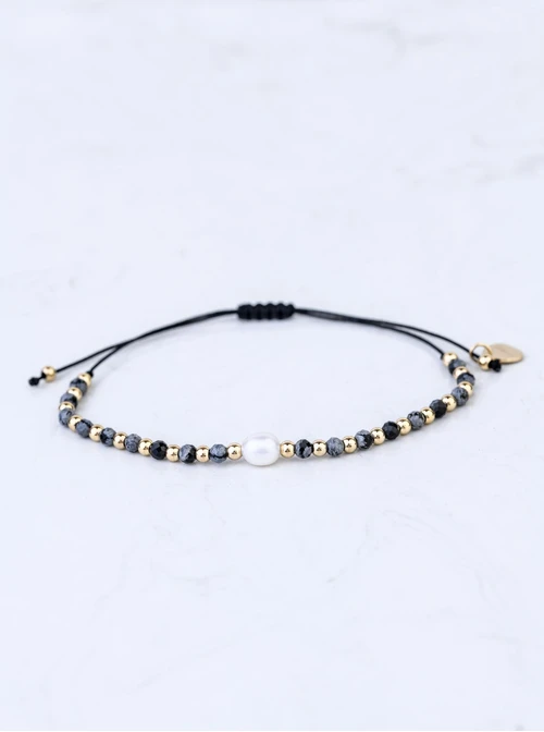 Bransoletka z perełką, Alabaster, stal pozłacana S108511Z00