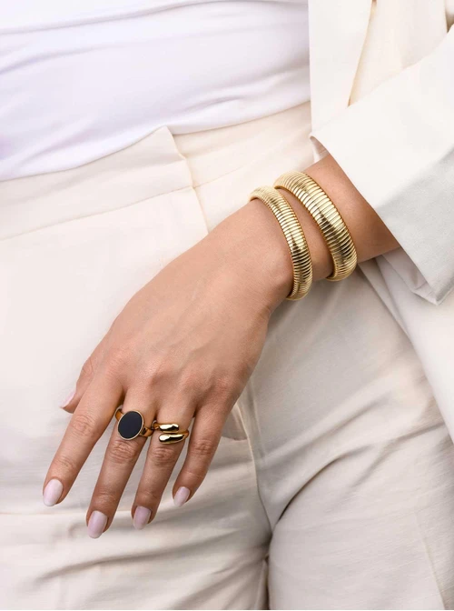 Bransoletka żmijka, (szer. 1,2cm) stal pozłacana S109544Z00