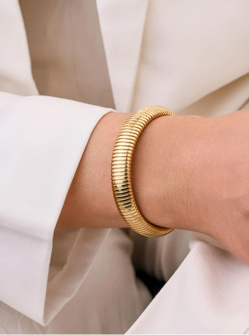 Bransoletka żmijka, (szer. 1,2cm) stal pozłacana S109544Z00