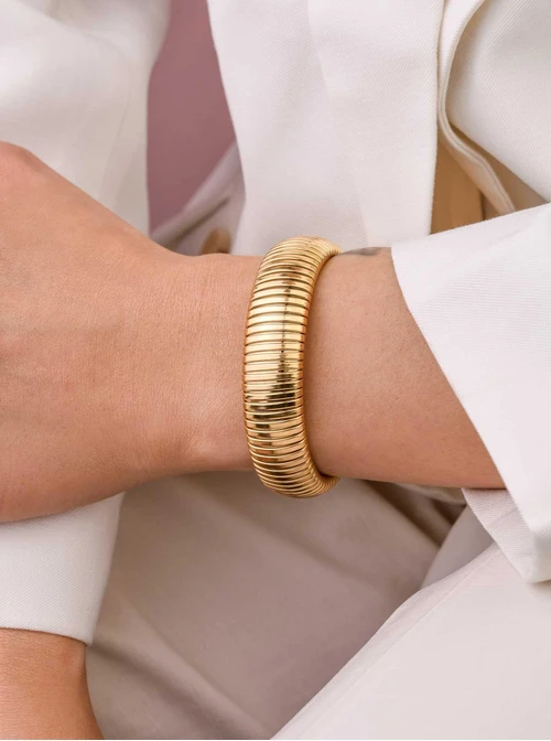 Bransoletka żmijka, (szer. 1,6cm) stal pozłacana S109545Z00