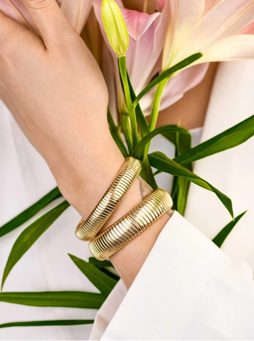 Bransoletka żmijka, (szer. 1,6cm) stal pozłacana S109545Z00