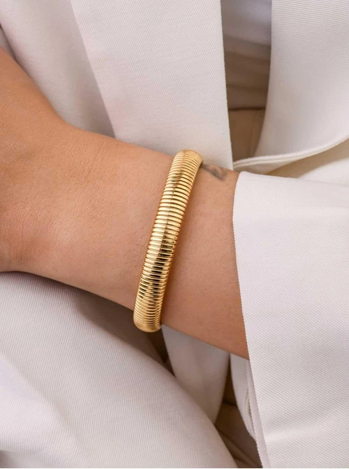 Bransoletka żmijka, (szer. 1cm) stal pozłacana S109543Z00