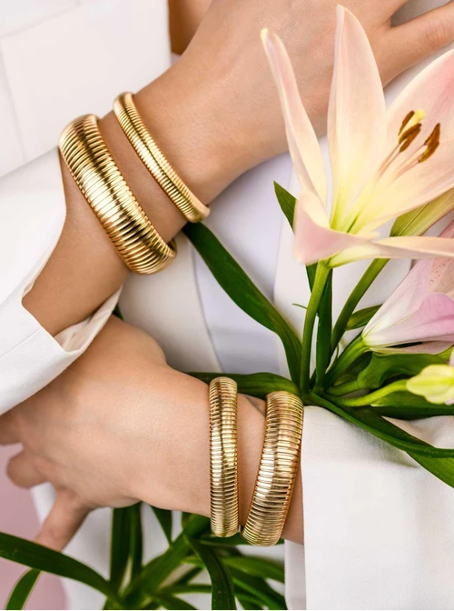 Bransoletka żmijka, (szer. 1cm) stal pozłacana S109543Z00