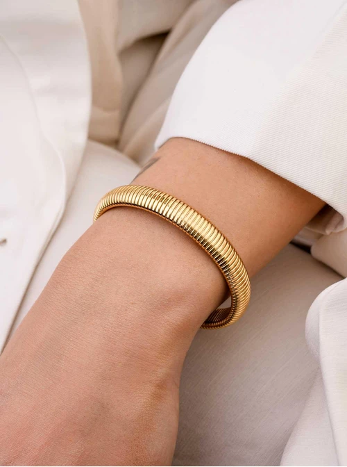 Bransoletka żmijka, (szer. 1cm) stal pozłacana S109543Z00