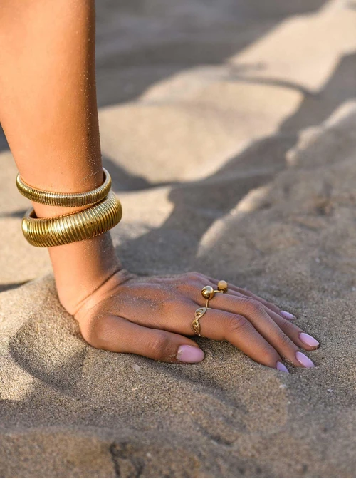 Bransoletka żmijka, (szer. 1cm) stal pozłacana S109543Z00