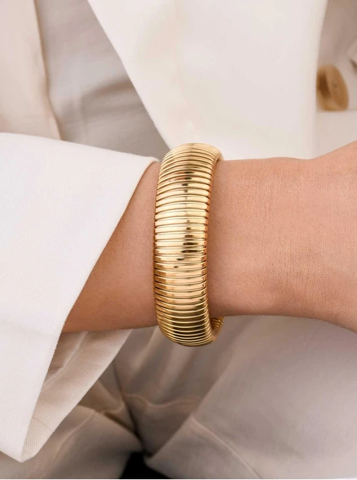 Bransoletka żmijka, (szer. 2cm), stal pozłacana S109546Z00