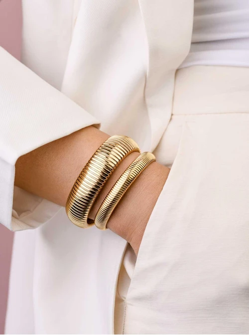 Bransoletka żmijka, (szer. 2cm), stal pozłacana S109546Z00