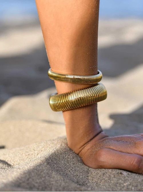 Bransoletka żmijka, (szer. 2cm), stal pozłacana S109546Z00