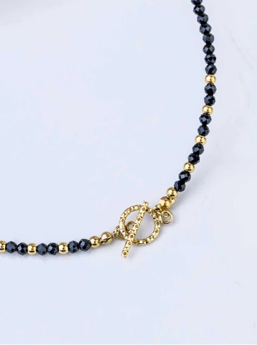 Choker z Onyksem, stal pozłacana S308686Z00