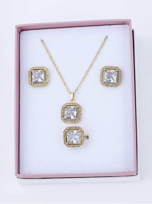 [Zestaw] Naszyjnik kryształ, złoty S305295Z02