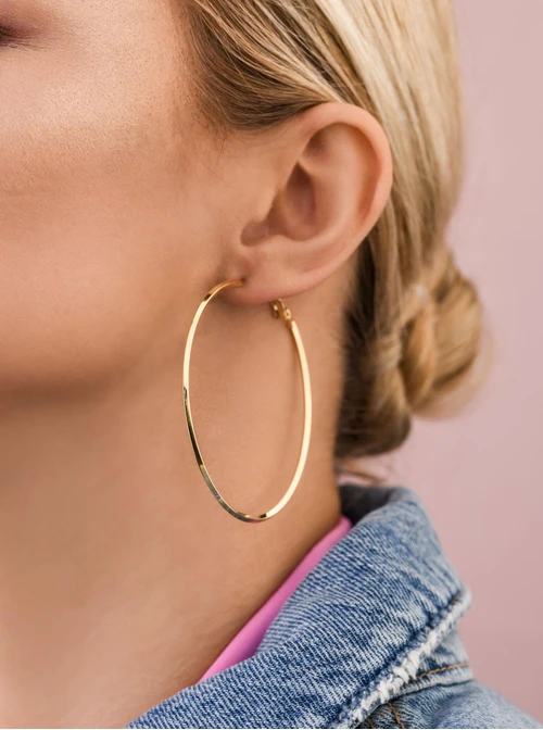 Kolczyki duże koła, stal pozłacana S209586Z00