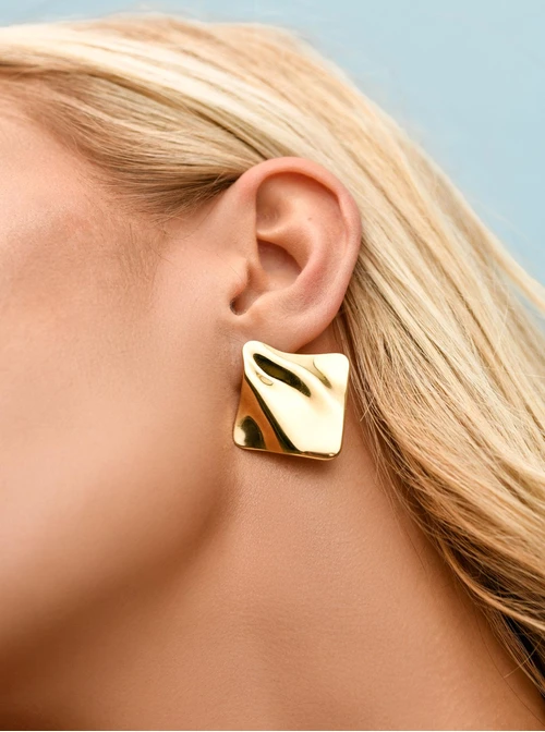 Kolczyki gniecione, stal pozłacana S209432Z00