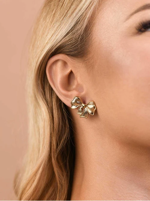 Kolczyki kokardki, stal pozłacana S209460Z00