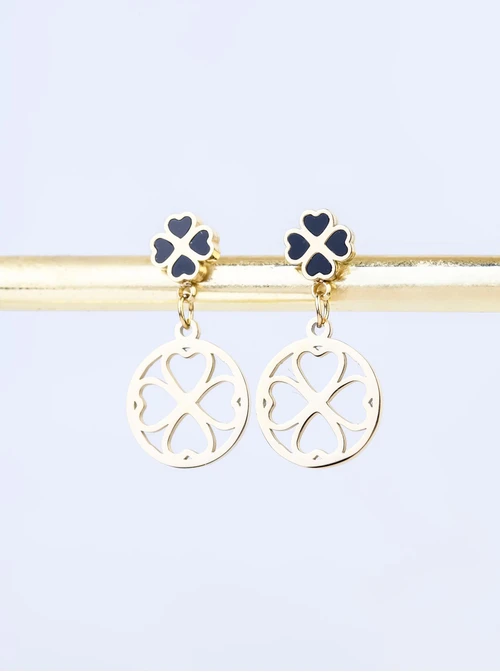 Kolczyki koniczynki, stal pozłacana S208336Z00