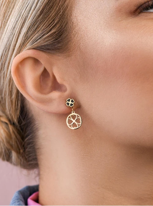 Kolczyki koniczynki, stal pozłacana S208336Z00