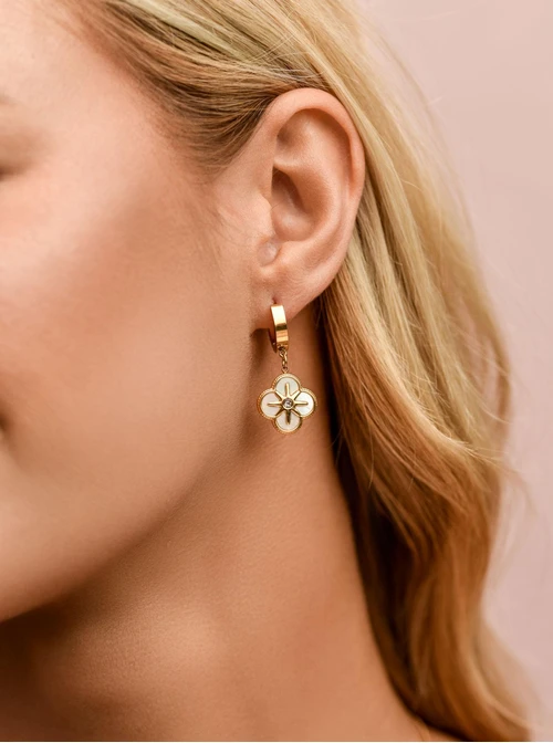 Kolczyki koniczynki, stal pozłacana S209492Z02