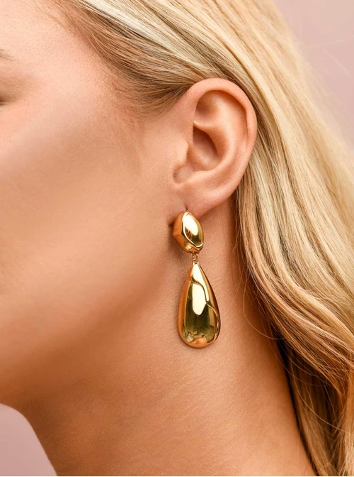 Kolczyki krople, stal pozłacana S209437Z00