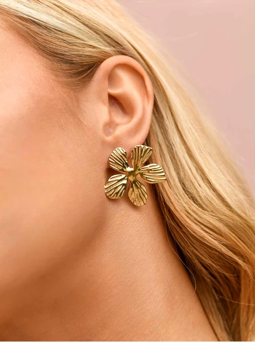 Kolczyki kwiaty, stal pozłacana  S209353Z00