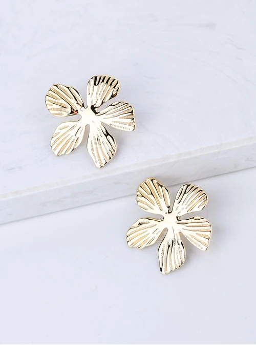 Kolczyki kwiaty, stal pozłacana  S209353Z00