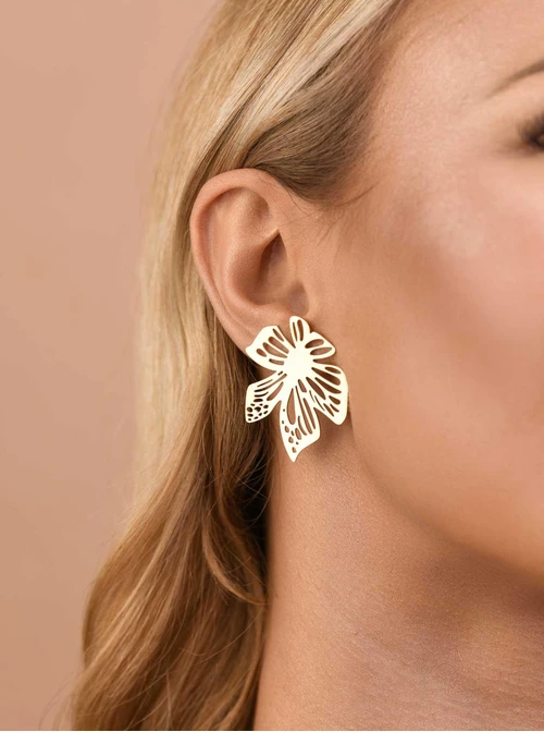 Kolczyki kwiaty, stal pozłacana S209448Z00