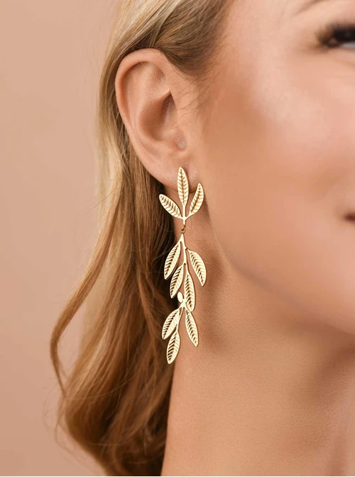 Kolczyki listki, stal pozłacana S209447Z00