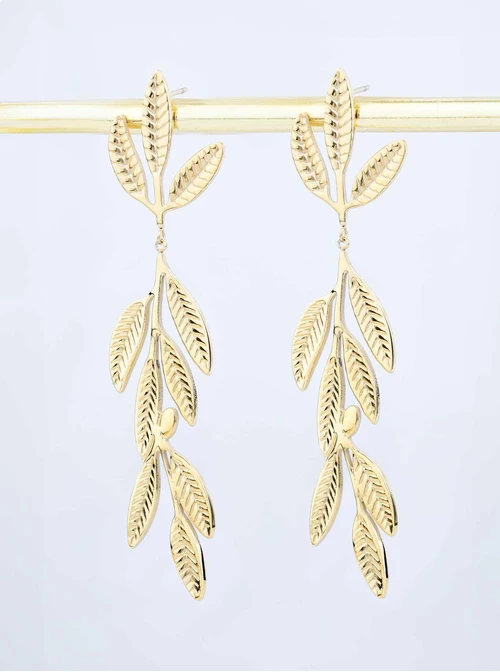 Kolczyki listki, stal pozłacana S209447Z00