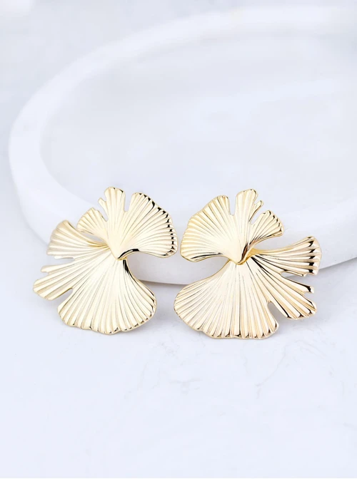 Kolczyki miłorząb, stal pozłacana S209433Z00