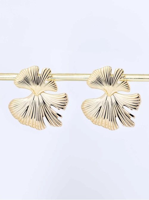 Kolczyki miłorząb, stal pozłacana S209433Z00