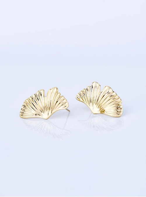 Kolczyki miłorząb, stal pozłacana S209479Z00