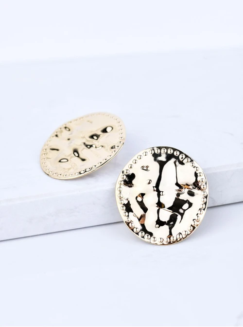 Kolczyki młotkowane koła, stal pozłacana S209428Z00