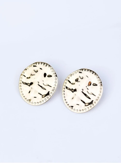 Kolczyki młotkowane koła, stal pozłacana S209428Z00